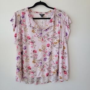 BUFFALO WOMEN'S SHORT SLEEVE FLORAL TOP SIZE XXL